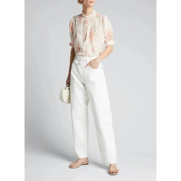 The Great The Fiddle Pleated Floral Printed Blouse Top S - Picture 3 of 10